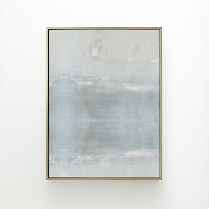 Anonymity by Carol Benson-Cobb, a vertical framed canvas showcasing abstract layers of soft neutral tones for a modern, serene living space.