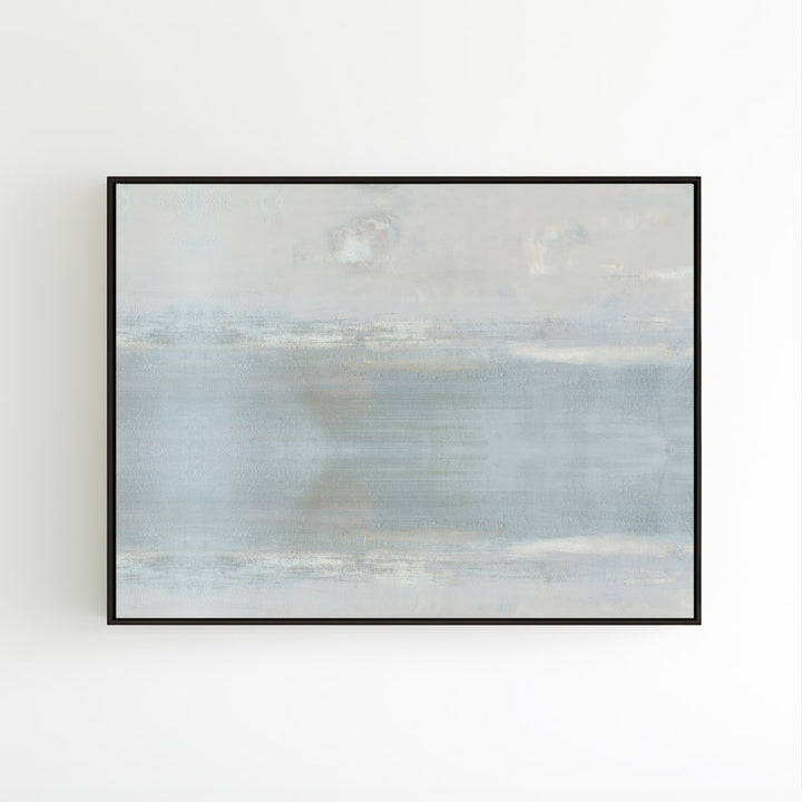 Anonymity by Carol Benson-Cobb, a horizontal framed canvas showcasing abstract layers of soft neutral tones for a modern, serene living space.