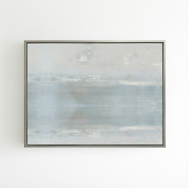 Anonymity by Carol Benson-Cobb, a horizontal framed canvas showcasing abstract layers of soft neutral tones for a modern, serene living space.