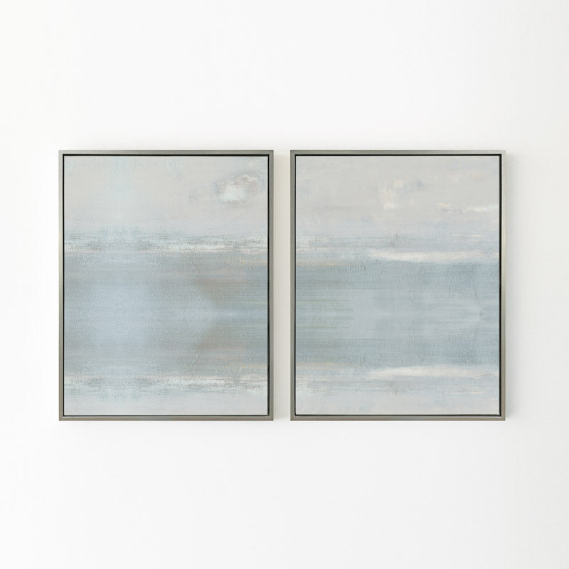 Anonymity by Carol Benson-Cobb, a set of two vertical framed canvases showcasing abstract layers of soft neutral tones for a modern, serene living space.