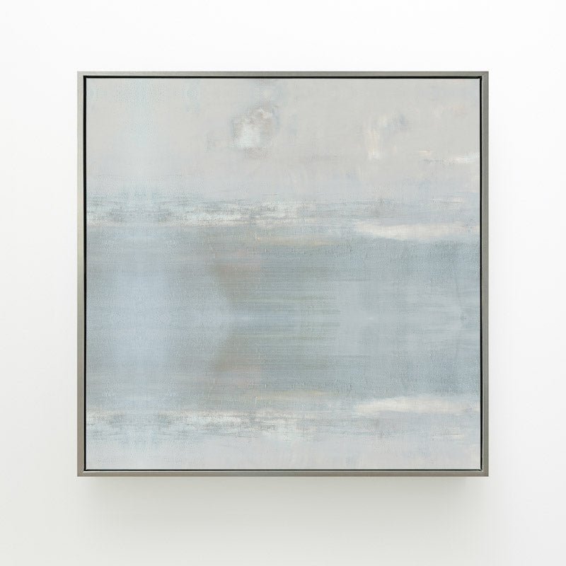 Anonymity by Carol Benson-Cobb, a square framed canvas showcasing abstract layers of soft neutral tones for a modern, serene living space.