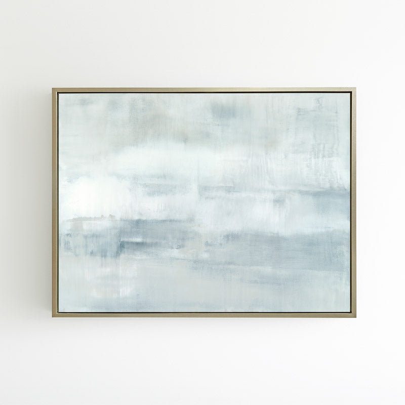 Ascension horizontal canvas by Carol Benson-Cobb, featuring soothing gradients of blue, gray, and white ideal modern, minimalist interiors.