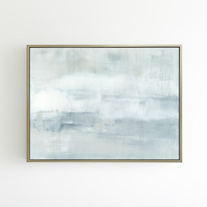 Ascension horizontal canvas by Carol Benson-Cobb, featuring soothing gradients of blue, gray, and white ideal modern, minimalist interiors.