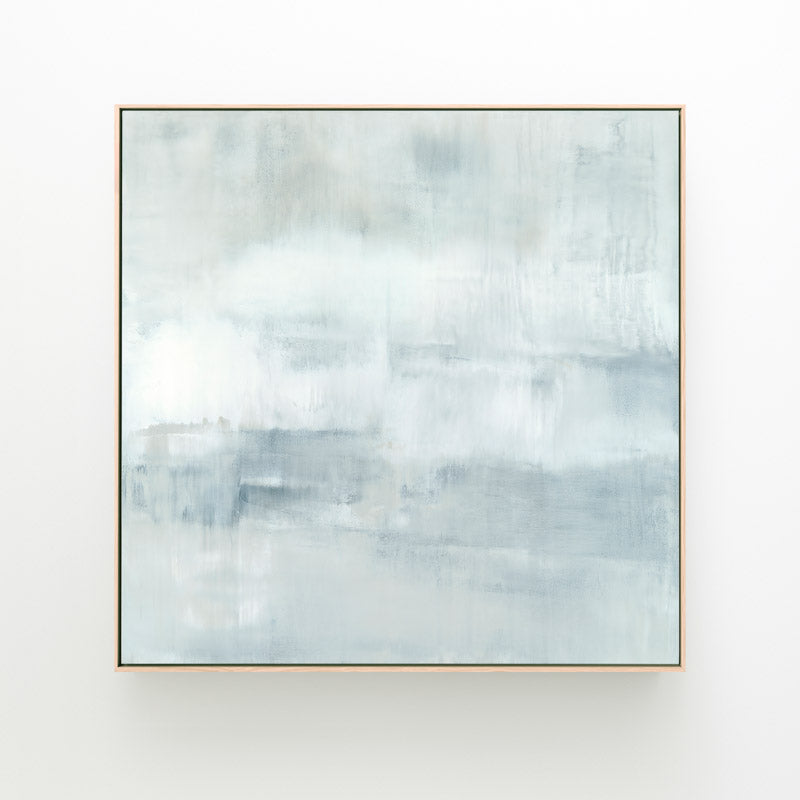 Ascension square canvas by Carol Benson-Cobb, featuring soothing gradients of blue, gray, and white ideal modern, minimalist interiors.