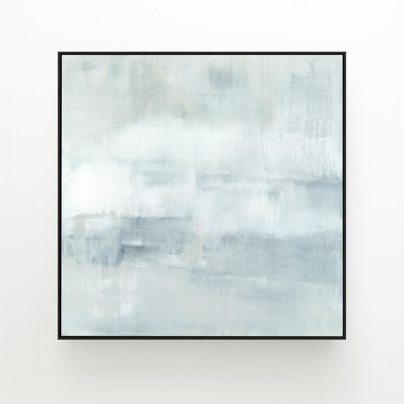 Ascension square canvas by Carol Benson-Cobb, featuring soothing gradients of blue, gray, and white ideal modern, minimalist interiors.