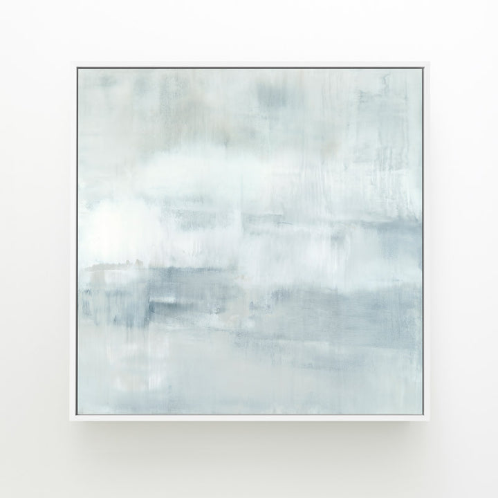 Ascension square canvas by Carol Benson-Cobb, featuring soothing gradients of blue, gray, and white ideal modern, minimalist interiors.