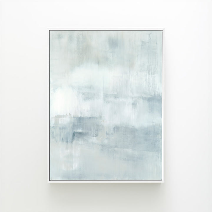 Ascension vertical canvas by Carol Benson-Cobb, featuring soothing gradients of blue, gray, and white ideal modern, minimalist interiors.