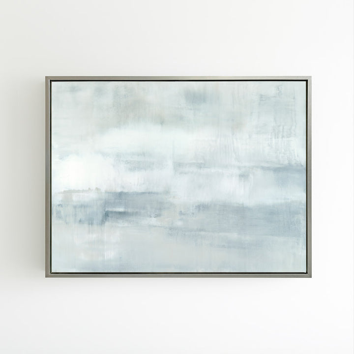 Ascension horizontal canvas by Carol Benson-Cobb, featuring soothing gradients of blue, gray, and white ideal modern, minimalist interiors.