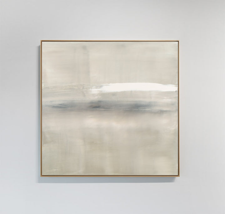 At Dusk by Carol Benson-Cobb, a framed square canvas with layered blue, gray, and cream tones, ideal for modern and sophisticated decor