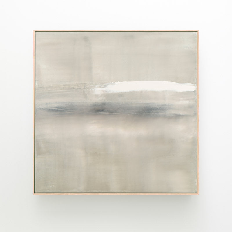 At Dusk by Carol Benson-Cobb, a framed square canvas with layered blue, gray, and cream tones, ideal for modern and sophisticated decor