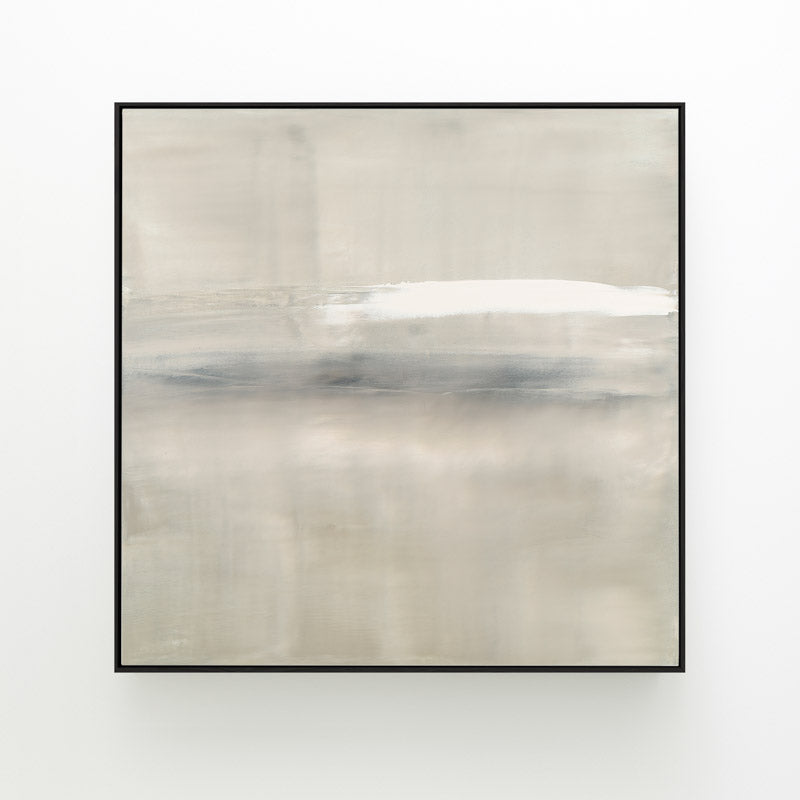 At Dusk by Carol Benson-Cobb, a framed square canvas with layered blue, gray, and cream tones, ideal for modern and sophisticated decor