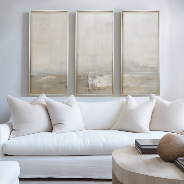 Dune 20"W x 45"H Triptych | Champagne Gold Frame