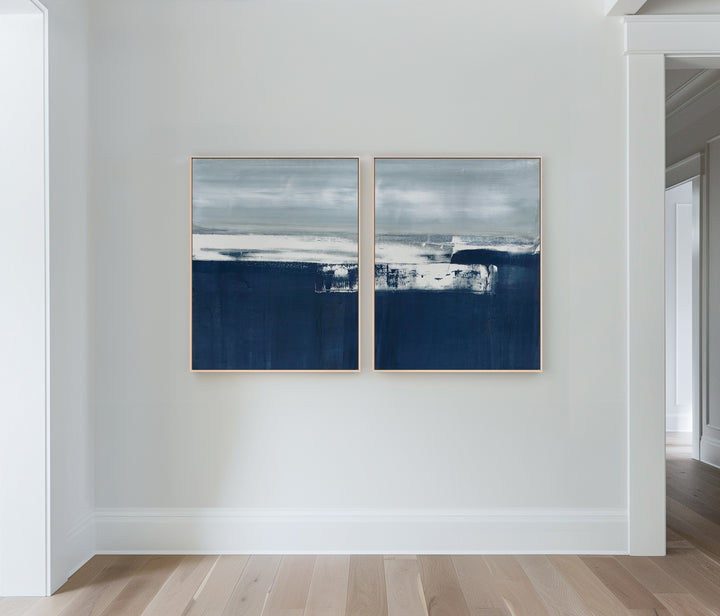 Coastal Landscape 30x40" Diptych  | Champagne Gold  Frame