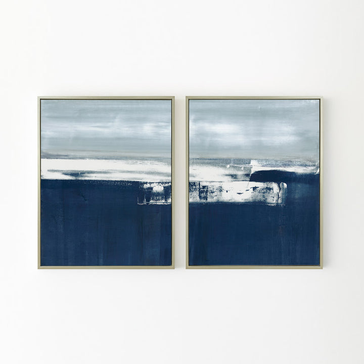 Coastal Landscape 30x40" Diptych  | Champagne Gold  Frame