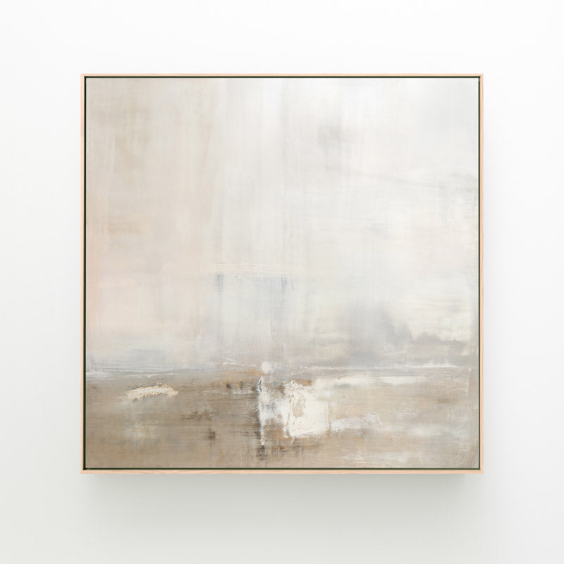 Dune | 42" Square Hand-finished + Signed Mixed Media Canvas | Natural Float Frame