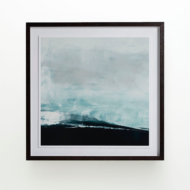 Seaside No.3 Hand-Torn Paper  - Quick Ship 30x30" Ebony Frame