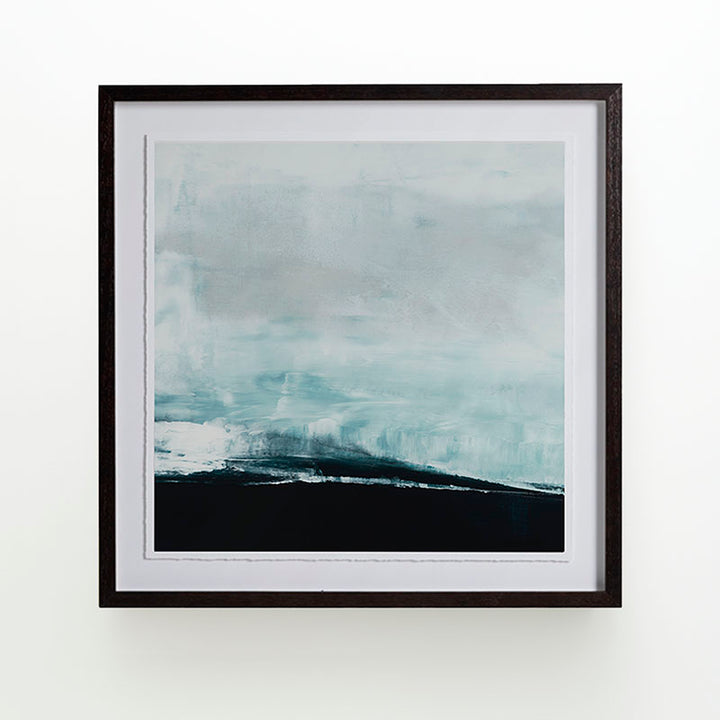 Seaside No.3 Hand-Torn Paper  - Quick Ship 30x30" Ebony Frame