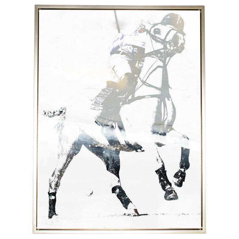Ambition polo horse canvas champagne gold frame