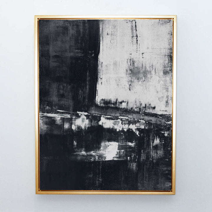 Shallow in Charcoal Canvas Gilt Frame