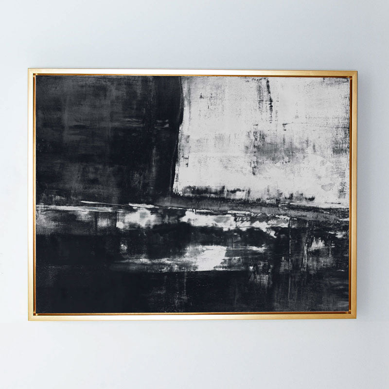 Shallow in Charcoal Canvas Gilt Frame