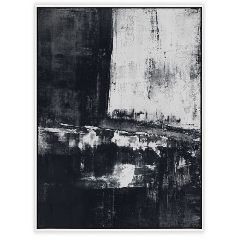 Shallow in Charcoal Canvas White Frame