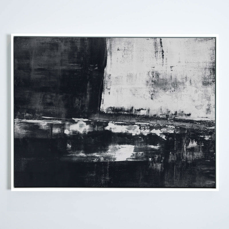 Shallow in Charcoal Canvas White Frame