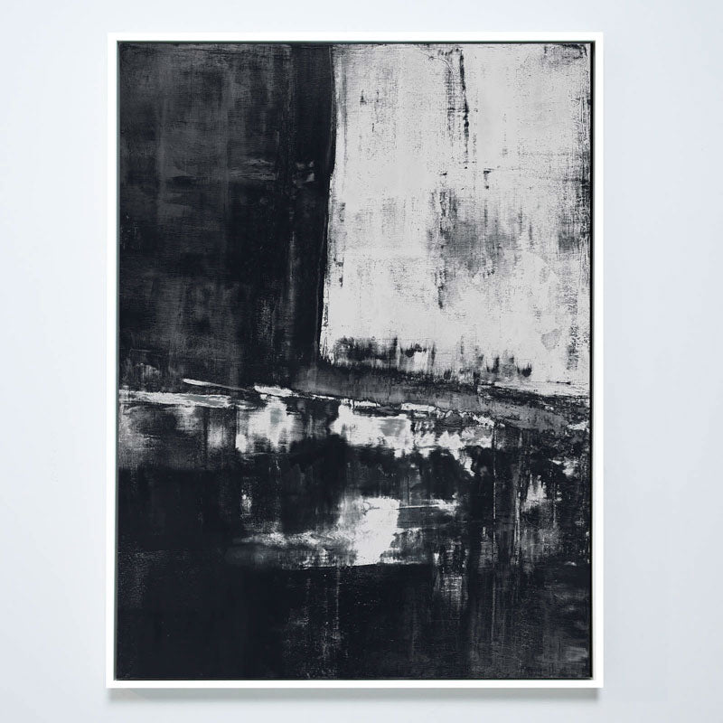 Shallow in Charcoal Canvas White Frame